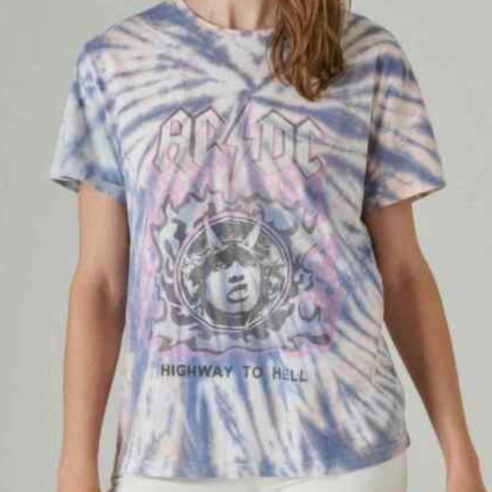 Lucky Brand Tie Dye AC/DC Vintage Retro‎ Style Band T-Shirt
